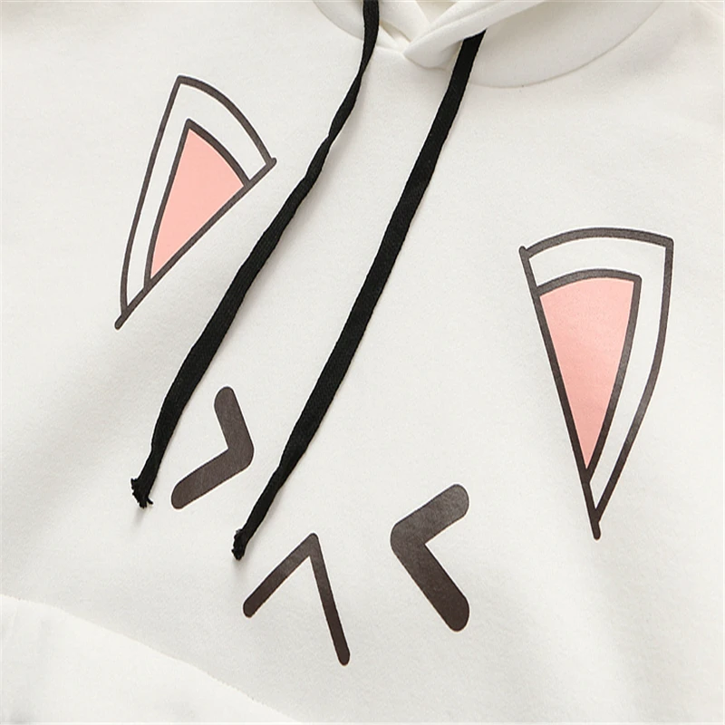 

2021 Winter Sweet Style Female Cute Kawaii Tracksuit Harajuku Pink Cartoon Print Casual Pullover Hoodies Hooded Sweatshirt Women