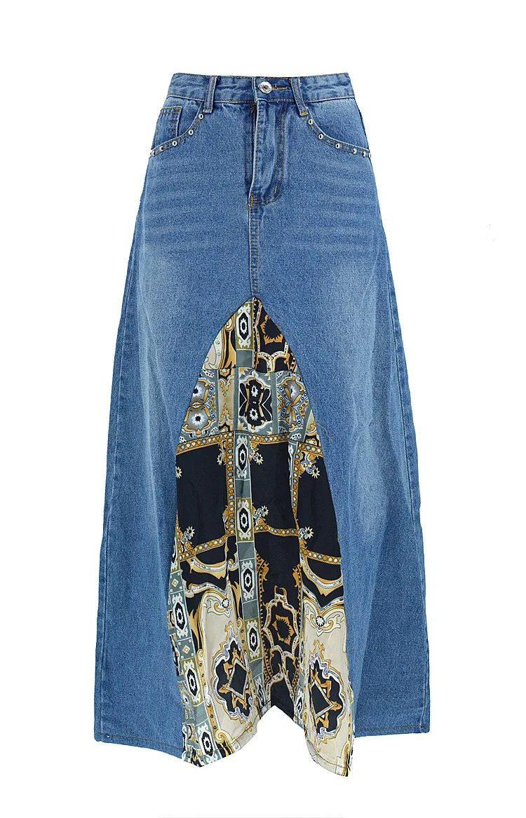 

Summer ladies denim long skirt half-length spring and summer slim slimming women