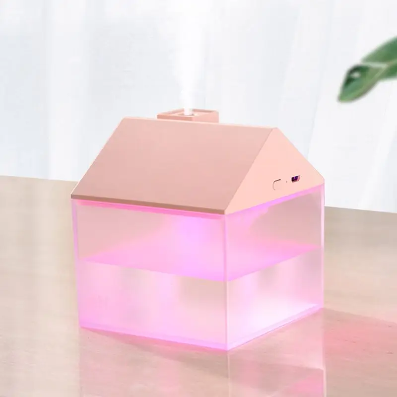 

250ML Little House Pattern Air humidifier Ultrasonic Mist Maker Aroma Essential Oil Sprayer with USB Night Light Mini Fan