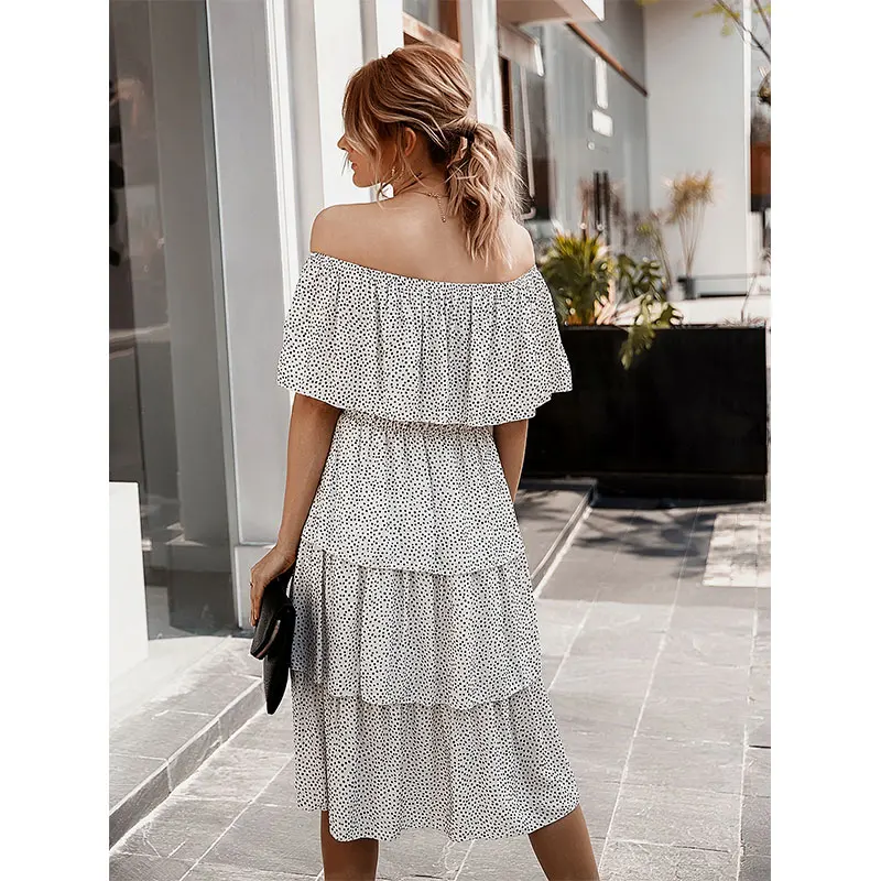 

Summer Elegant Prom Party Dress Women's Solid Sweet Cake Skirt One Shoulder Sexy Tube Top Small Floral Lady Bridesmaid Dresses