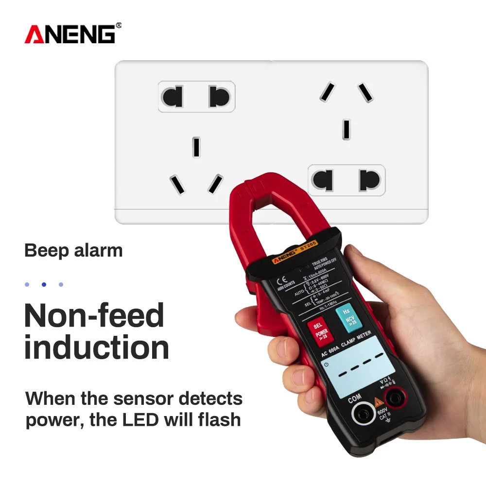 

ST205 Digital Clamp Meter Analog Multimeter Current Clamp DC/AC Intelligent AUTO range meter with temperature tester ANENG