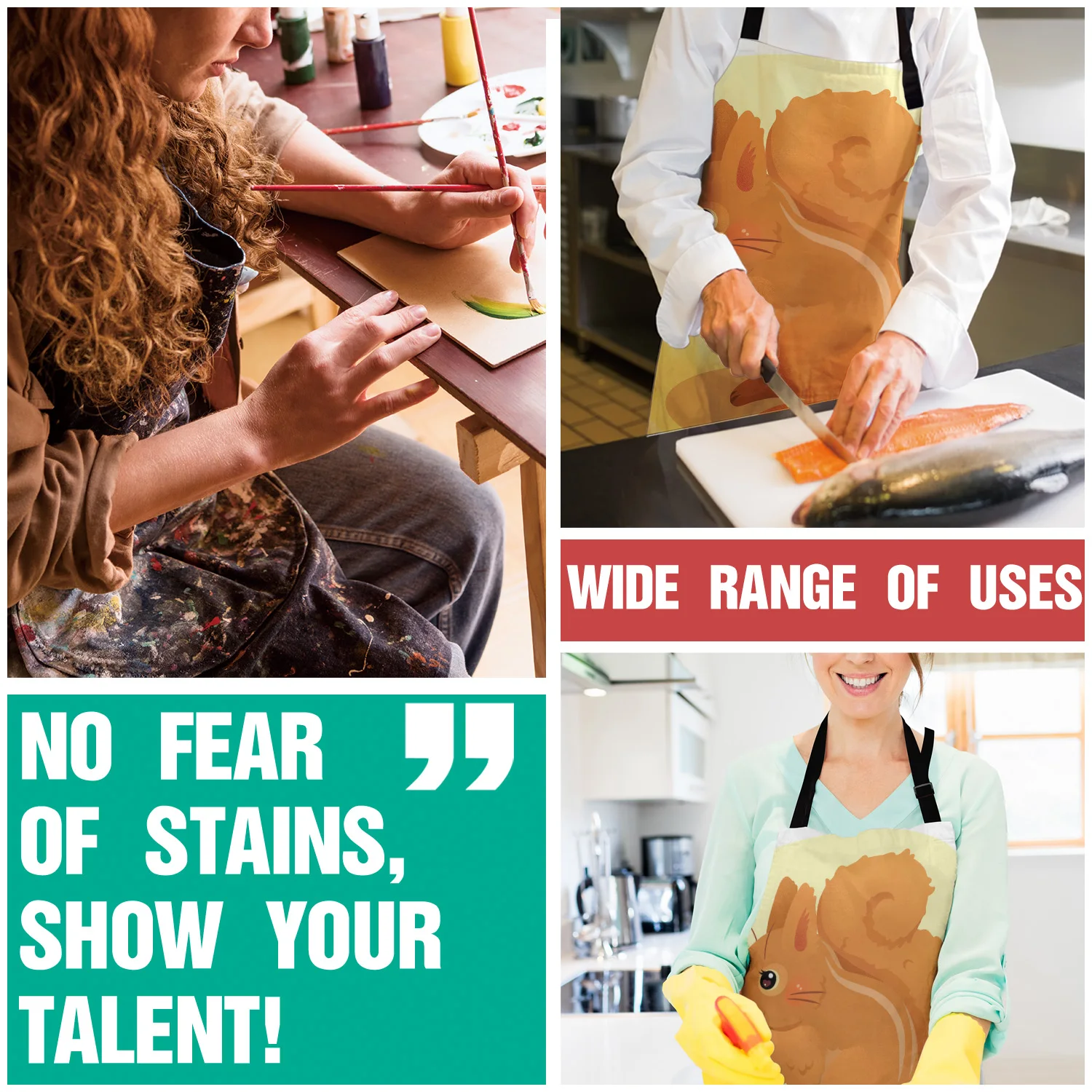 Tophome Кухонный Фартук с изображением мультяшной белки регулируемые фартуки из