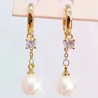 Французские серьги с настоящим золотом 14 карат, инкрустированные супербольшими жемчужинами, серьги, темпераментные ретро серьги для гламура, аксессуары