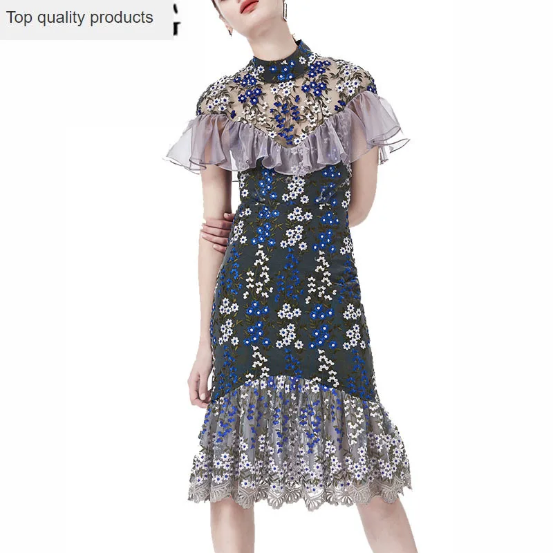 Европейская роскошная Новинка 2020 модное женское платье миди с вышивкой
