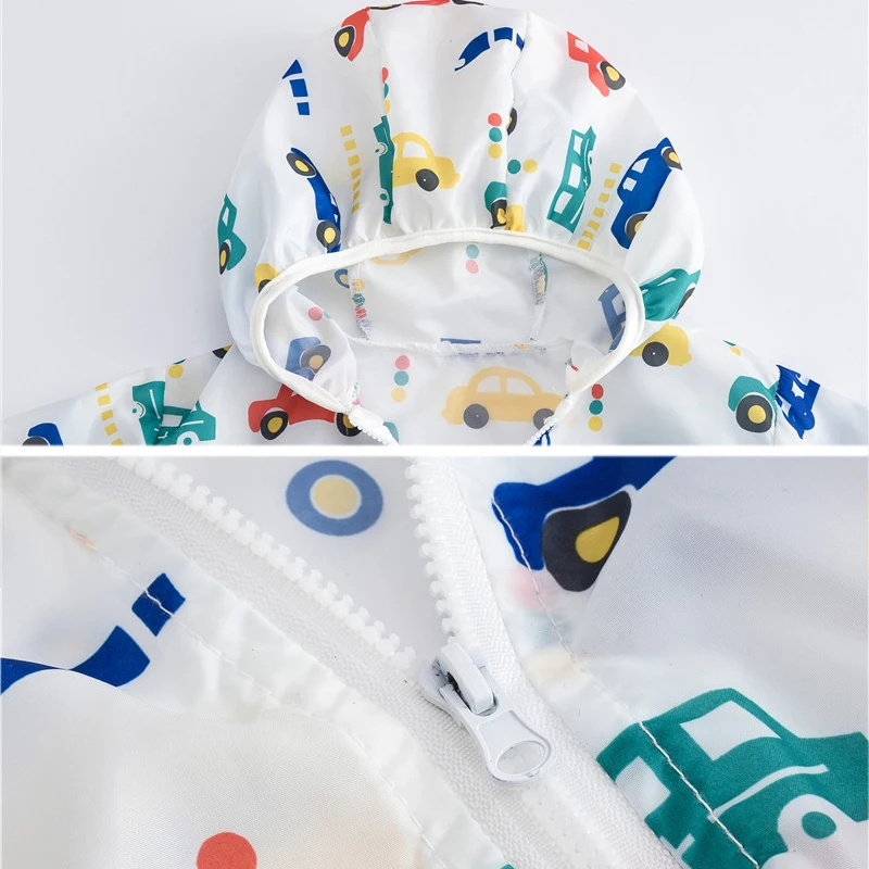 Куртка на молнии для мальчиков и девочек с капюшоном мультяшным принтом | Детская