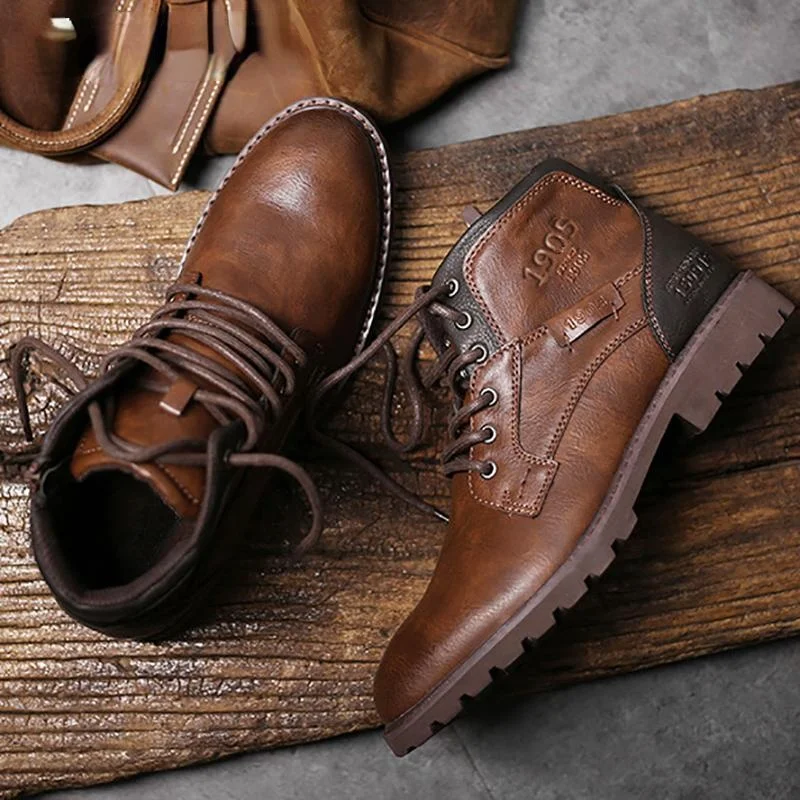

Men Shoes Autumn Winter Boots Retro Style Ankle Boots Lace Up Casual Boots High-top Shoes for Men Wear-resistant Boots