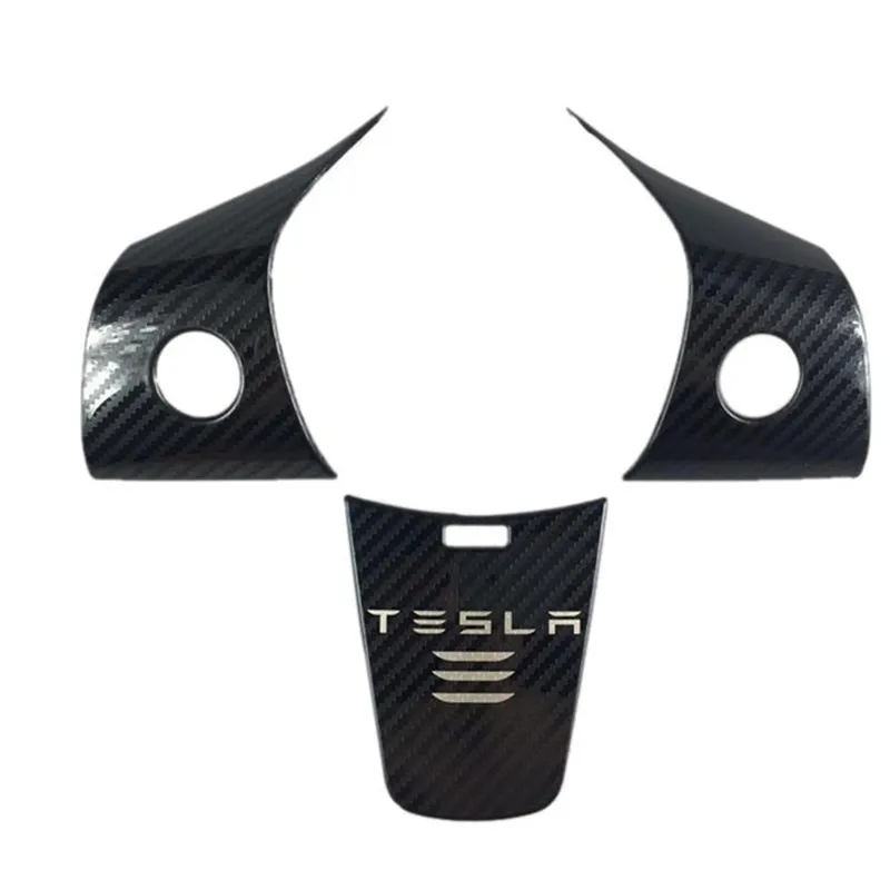 Tesla модель 3 Нержавеющая сталь руль Панель накладка из углеродного волокна 3м