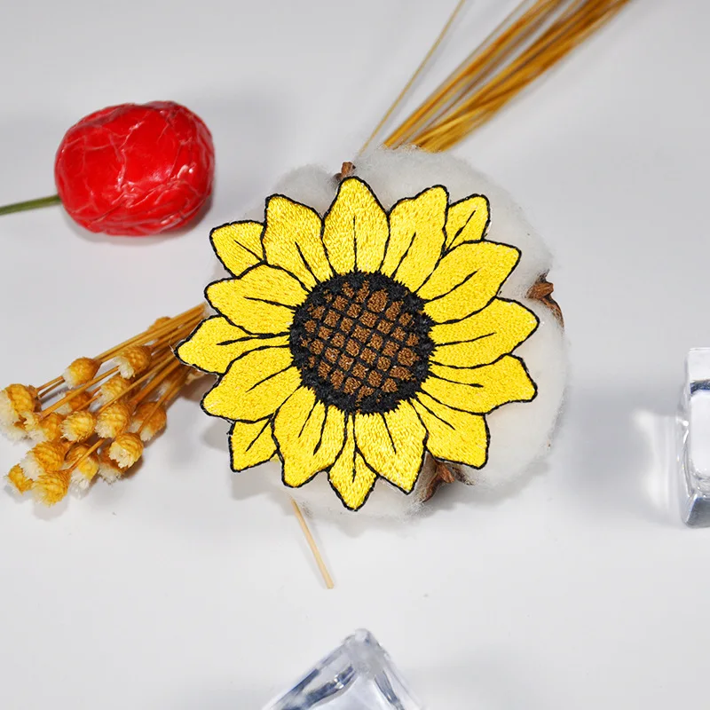WhatIlife модные желтыми подсолнухами DIY железа на патчи для одежды Вышивка Швейные