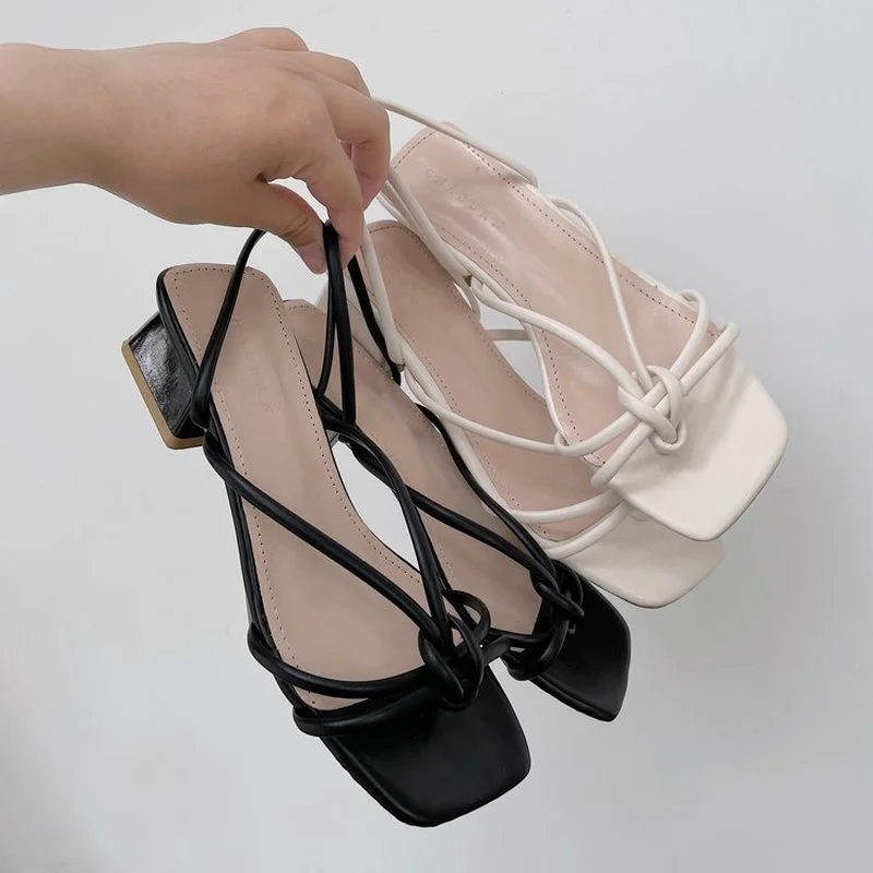 

newest popular narrow band peep clip toe sandals summer fashion ankle buckle strap low heel ladies dress shoes