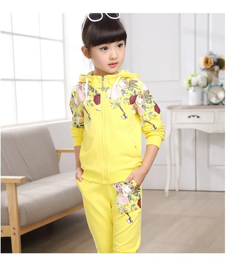 

Girls Clothing Set 2020 Autumn Floral Clothes Set For Girl Children Sport Suit Kids tracksuit Teenage 4 6 8 10 12 Years