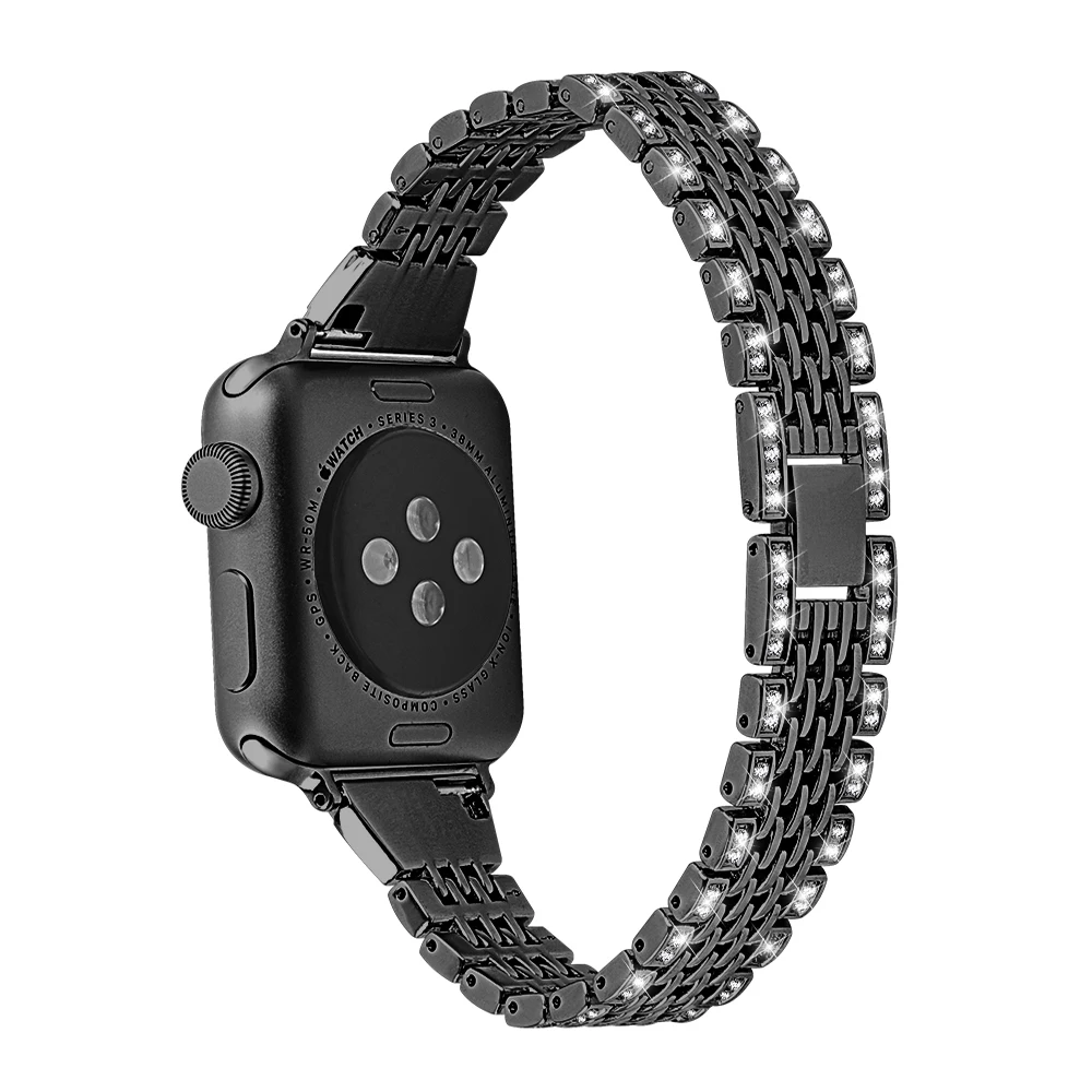 Женский бриллиантовый ремешок для Apple Watch 42 мм 38 мм браслет из нержавеющей стали ремешок для Apple Watch 4 40 мм 44 мм серия 5 3 2 1