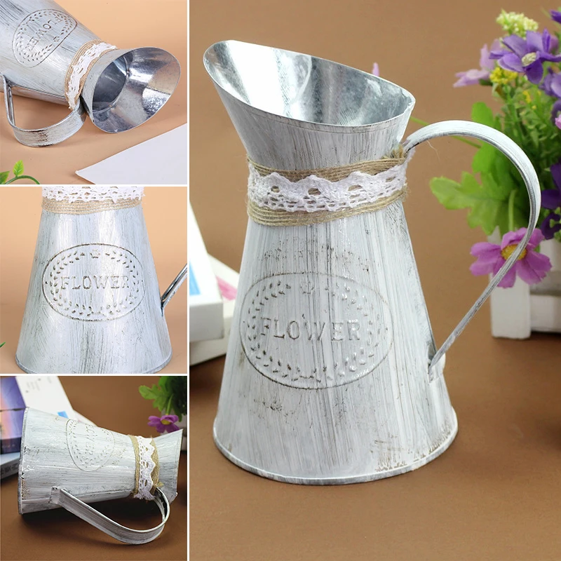 Винтажная ваза для цветов железный лист кувшин полива свадебное украшение дома