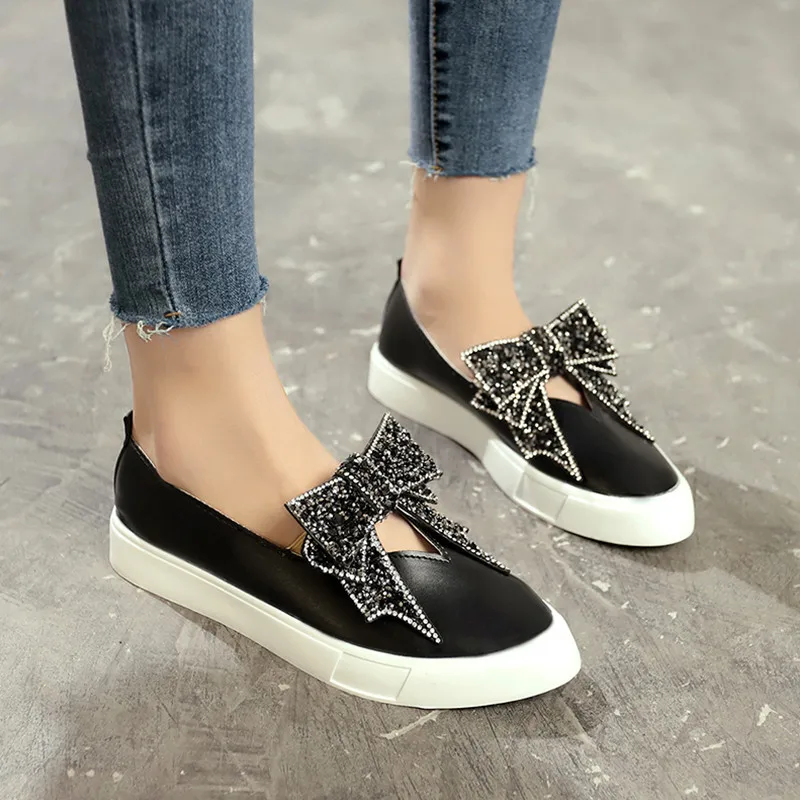 Spring/Autumn The New Casual Women Shoes Fashion Butterfly-knot Slip-On Round Toe Breathable Shallow Summer Solid Concise Flat