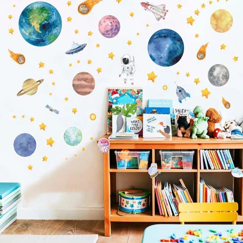 

Planet Wall Sticker Cartoon Self-adhensive PVC Home Decor Sticker for Children Room Room Sticker Designaesthetic Room Decoration
