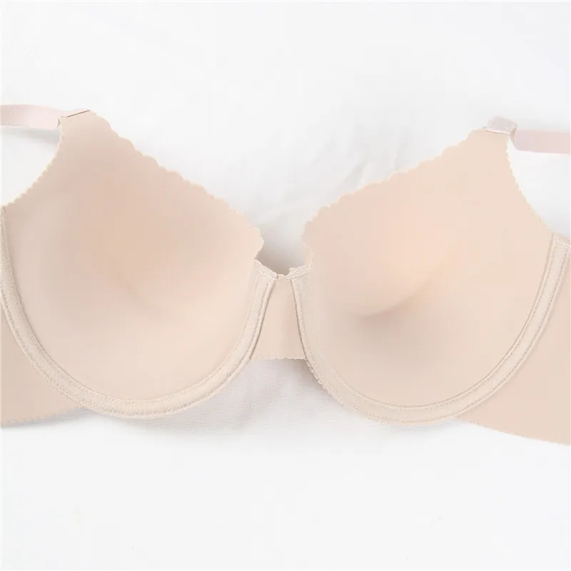 

Ohyeahlover Nylon excellent quality women seamless bra plus size underwire sexy bra black skin color adjustable bras BL4042