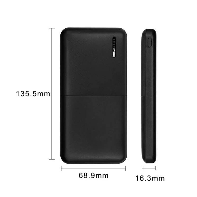 Портативное зарядное устройство 20000 мАч портативное быстрое 2 USB Type C внешняя
