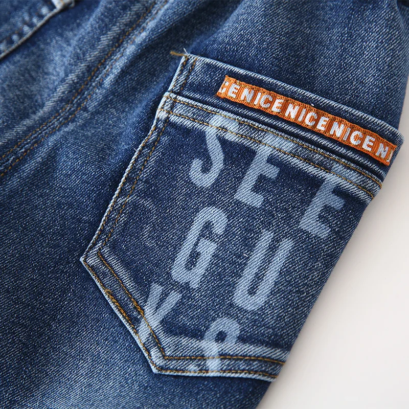 Джинсовые брюки для мальчиков и девочек модные ковбойские штаны с надписью
