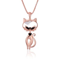 rose necklace women crystal cat pendant jewelry collares largos de moda 2021 long statement necklace kettingen voor vrouwen