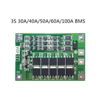 3s 30a40a50a60a100a bms board with balance for 18650 li ion lithium battery protection board