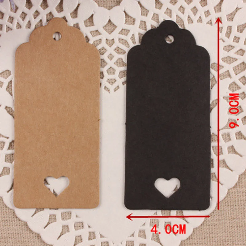 Упаковочная этикетка 100 шт. коричневые бирки из крафтовой/черной/белой бумаги