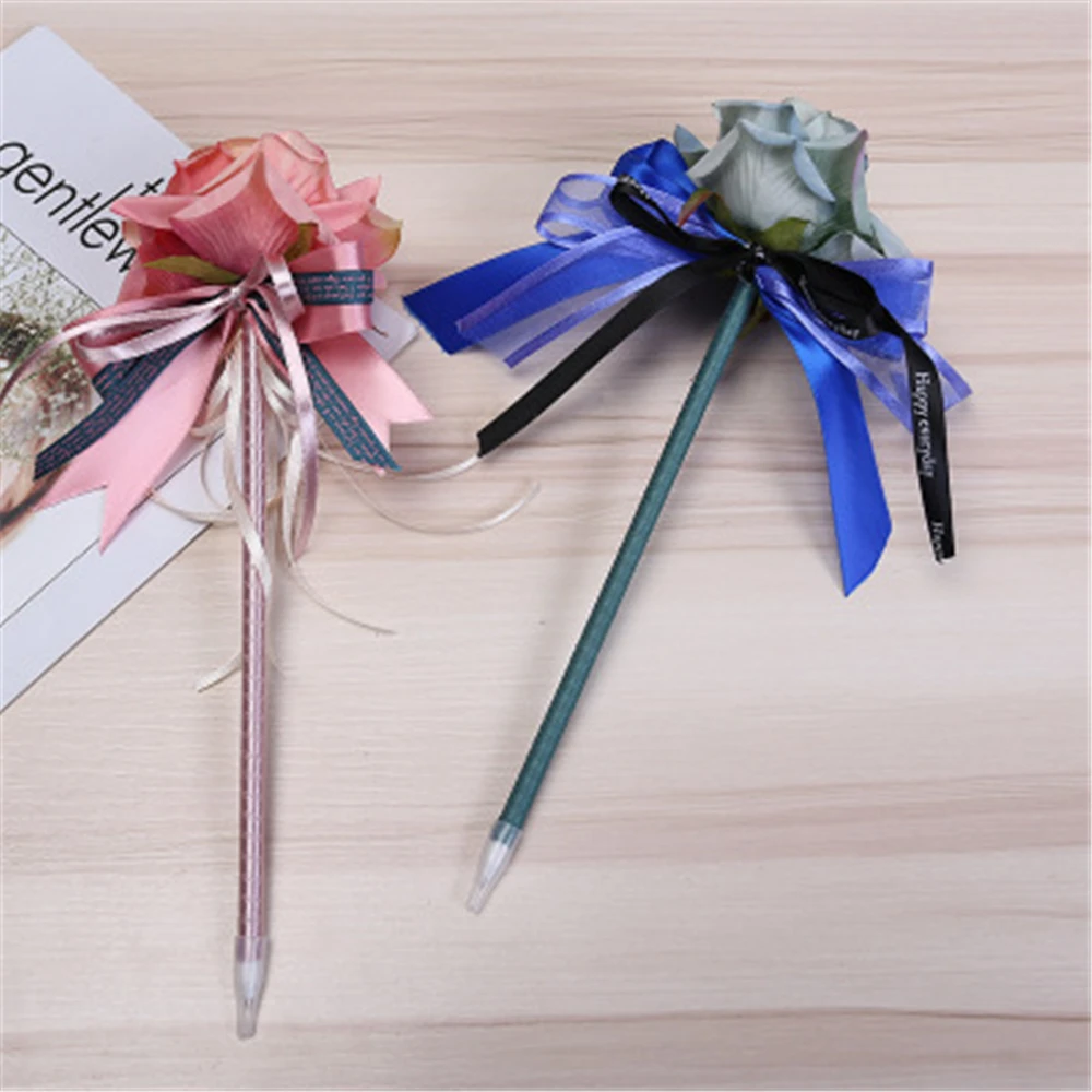 Имитация цветка розы Шариковая ручка для глаз с длинным рукавом точка бант из