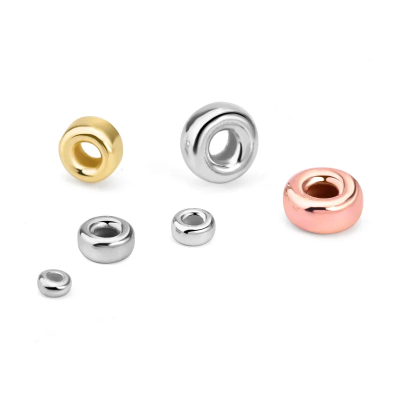 10pcs 2020 Authentic 925 Sterling Silver Color Smooth Round Spacer Stopper Beads DIY Jewelry Making Original Charm Bracelets
