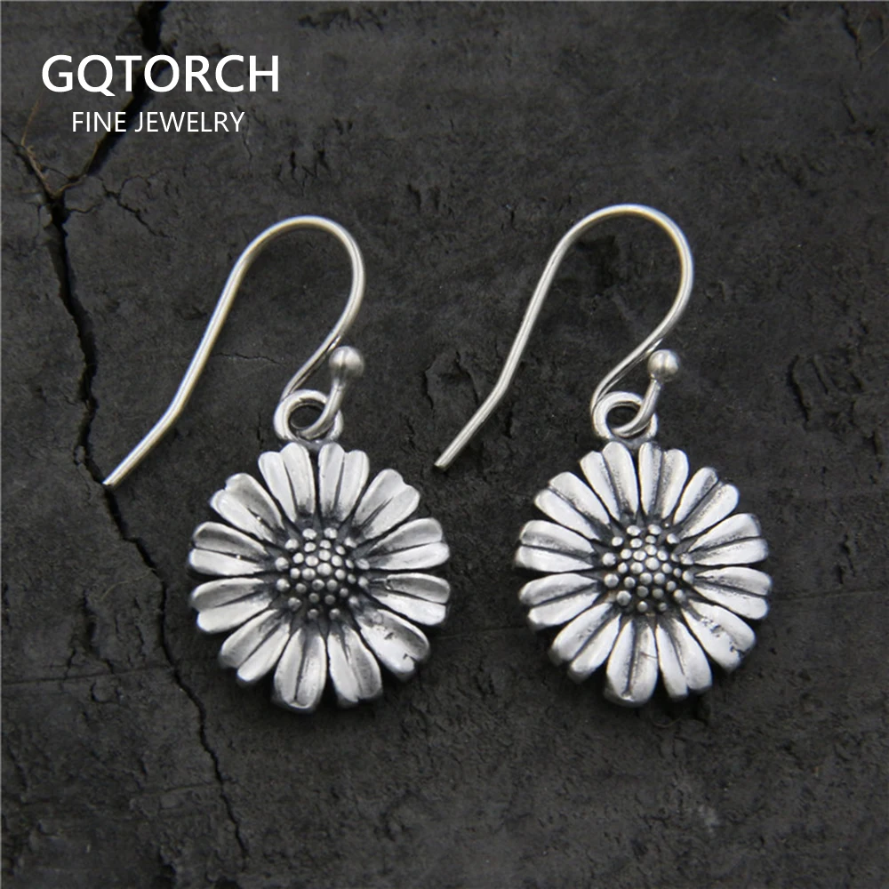 

Real Pure 925 Sterling Silver Drop Daisy Earrings Pendants for Women Cute Little Flower Earrings with Hook Hot Sale Jewelry Set