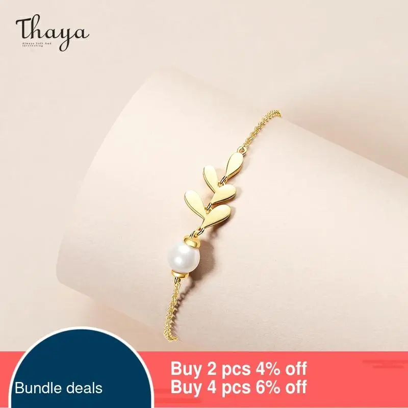 Thaya подлинный браслет из серебра 925 пробы с пресноводным жемчугом 14 к