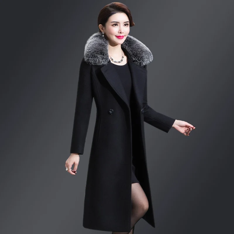 Женское двустороннее кашемировое пальто шерстяное среднего возраста с