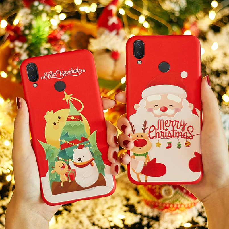 Рождественский чехол для huawei P20 Lite P30 Pro силиконовый с Санта Клаусом лосем Бампер P