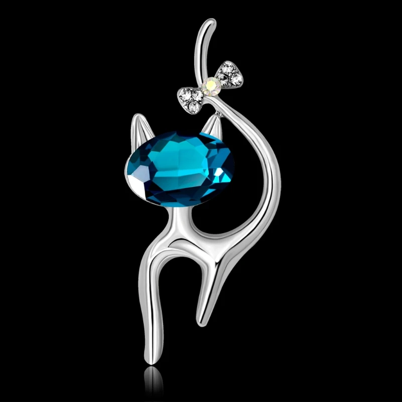 

Cat Animal Brooch Pins Jewelry Women Rhinestone Banquet Fashion Decorate Corsage