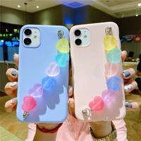transparent bracelet soft silicone phone case for iphone 12 11 pro xs max xr x 8 7 6 6s plus se 2020 cover with love wrist strap