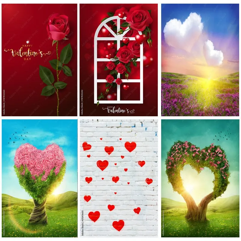 

SHENGYONGBAO Valentine Day Photography Backdrops Prop Love Heart Rose Wall Photo Studio Background 21126 QRJJ-08