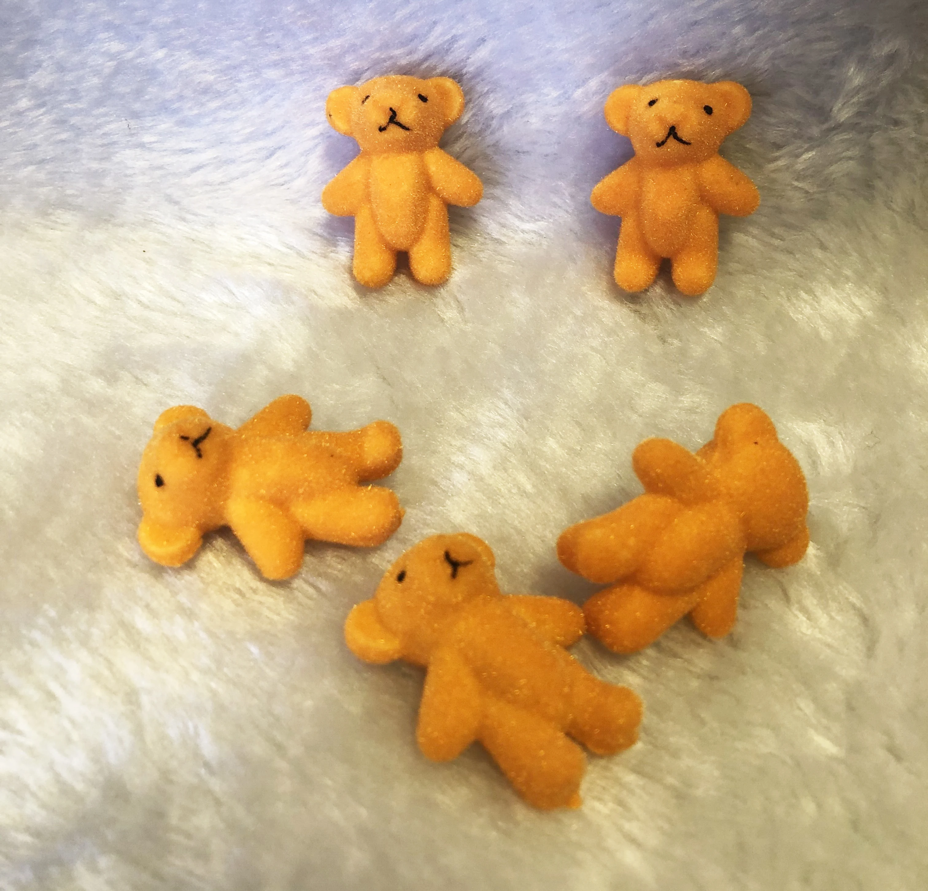 

20 pcs Mini Flocked Animal Doll Flocked Lovely Standing Bear Doll Pendant of Keychain Little Lovely bear furnishing articles