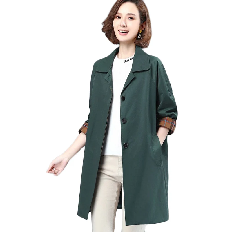 

2021 New Spring Autumn Long Windbreaker Jacket Plus Size Noble Middle-aged Women's Windproof Overcoat Thin Casual Trench Coat