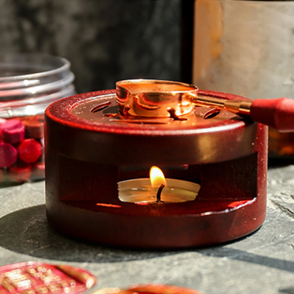 

Vintage Seal Wax Seal Beads Sticks Heater Warmer Wax Sticks Melting Glue Oven Spoon Tool Stove Pot For Wax Seal Candle Stamp