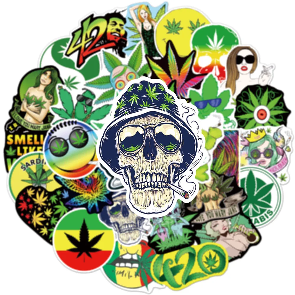 Pegatinas de grafiti para fumar hierba, bicicleta DIY de viaje, equipaje, guitarra, port&aacute;til, pegatina Guay, juguetes para chico, 10/30/50 Uds.-4