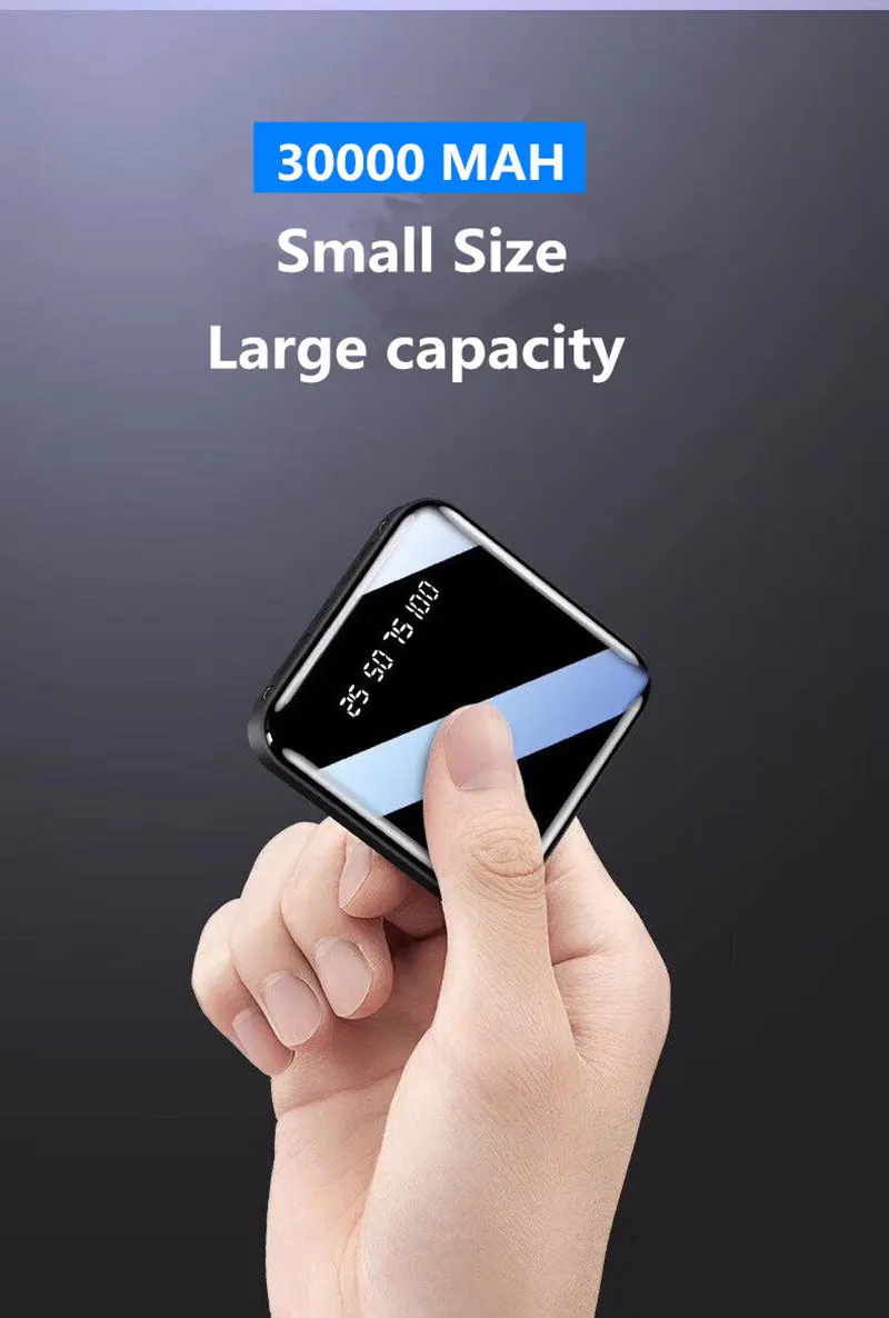 Mi ni 30000mAh power Bank портативное зарядное устройство 30000 тонкий повербанк внешний аккумулятор зарядное устройство для Xiaomi mi 9 iPhone