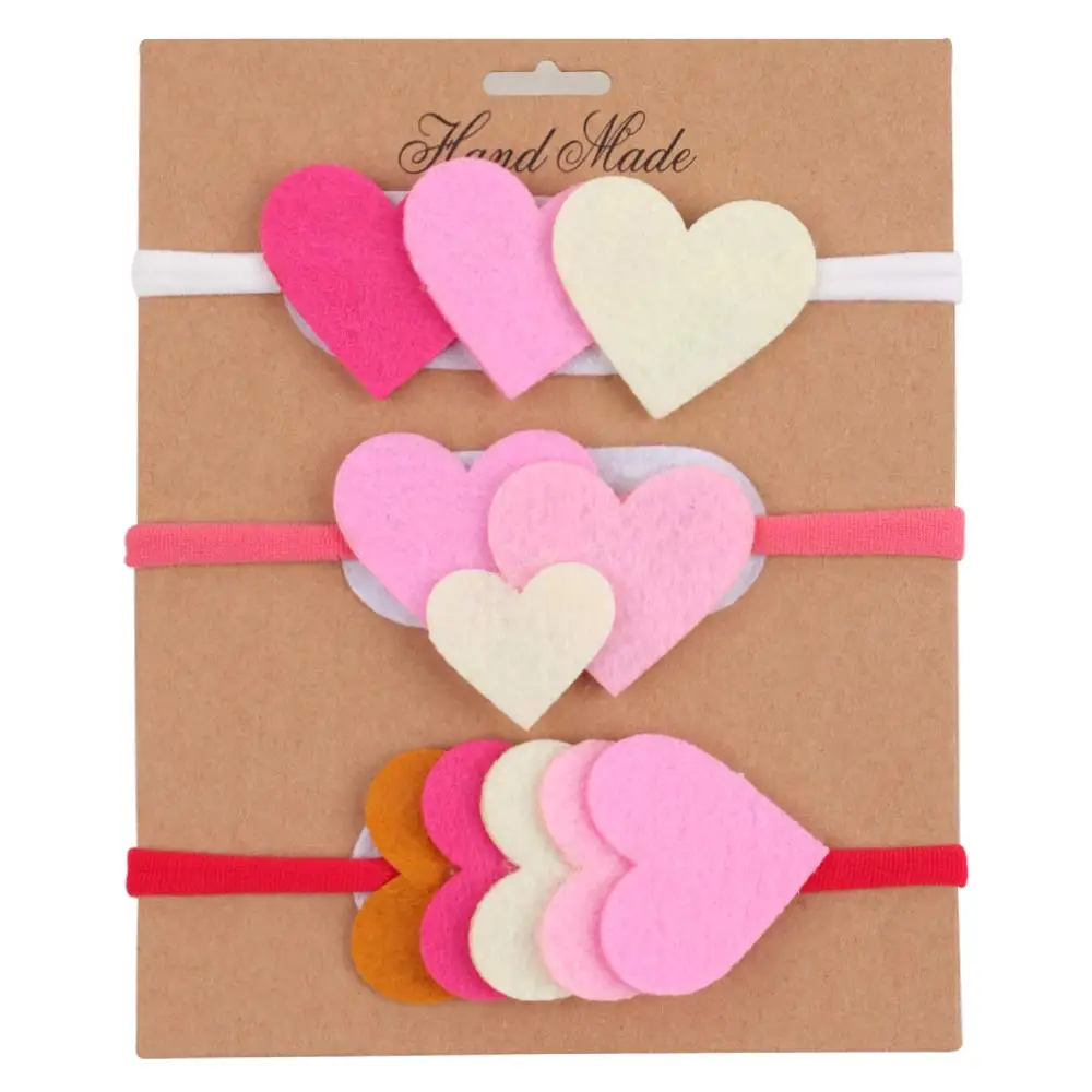 

3 Pcs/set Valentine's day baby headband Cute heart bowknot headbands Kids Soft Nylon Hair band Toddler headwear tiara de cabelo
