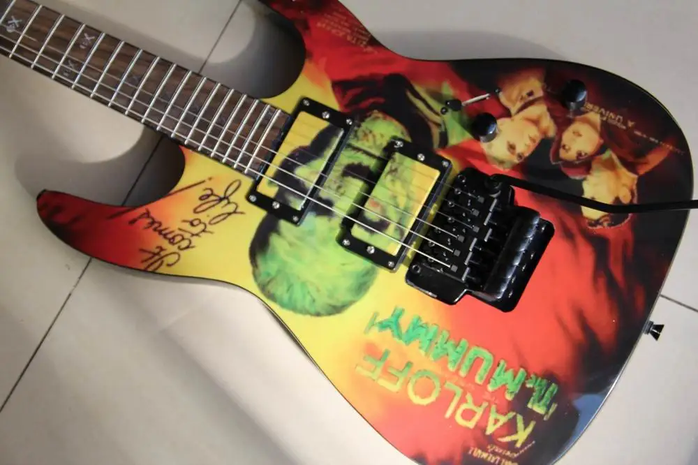 Оптовая продажа партиями по 6 строка Электрогитары Одна деталь вырез черепа на