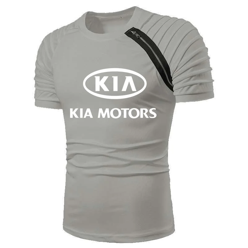 

Fashion Trend Men's short sleeve KIA Car Logo Printing Summer Folds Casual T-shirt Cotton High Quality Men's T-shirt