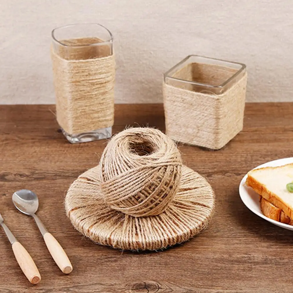 40 м натуральный Мешковина гессийский джутовый шнур шпагат пеньковая веревка