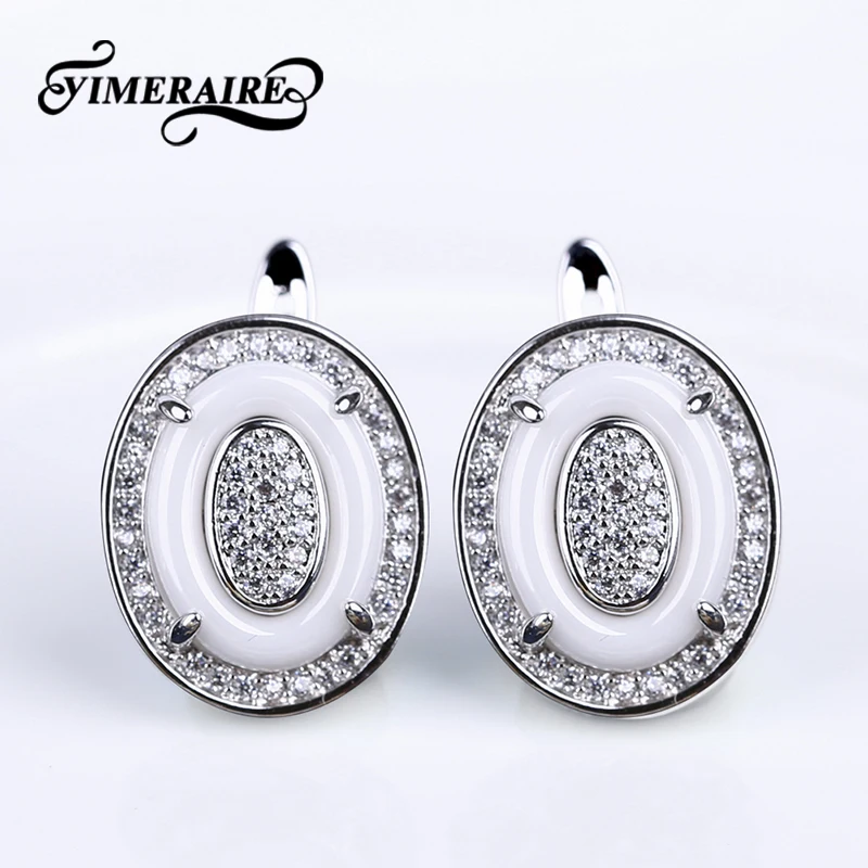 Женские винтажные серьги TUHE круглые керамические в форме U черные белые