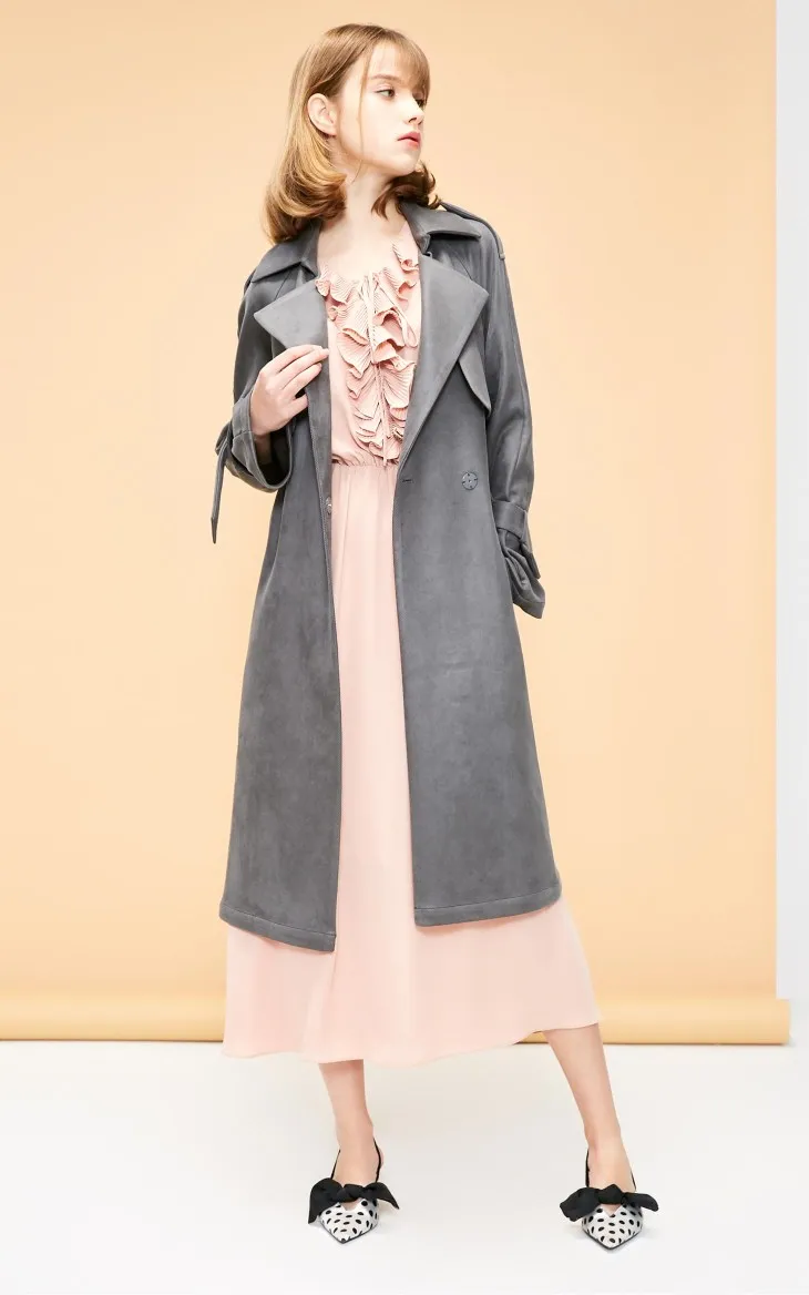 Vero Moda женский OL Стиль Минималистский средней длины саржа Тренч | 319109501