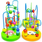 Детские деревянные игрушки Монтессори, круги, бусины, проволочный лабиринт, американские горки, для раннего обучения, для малышей, обучающие игрушки для математических игр