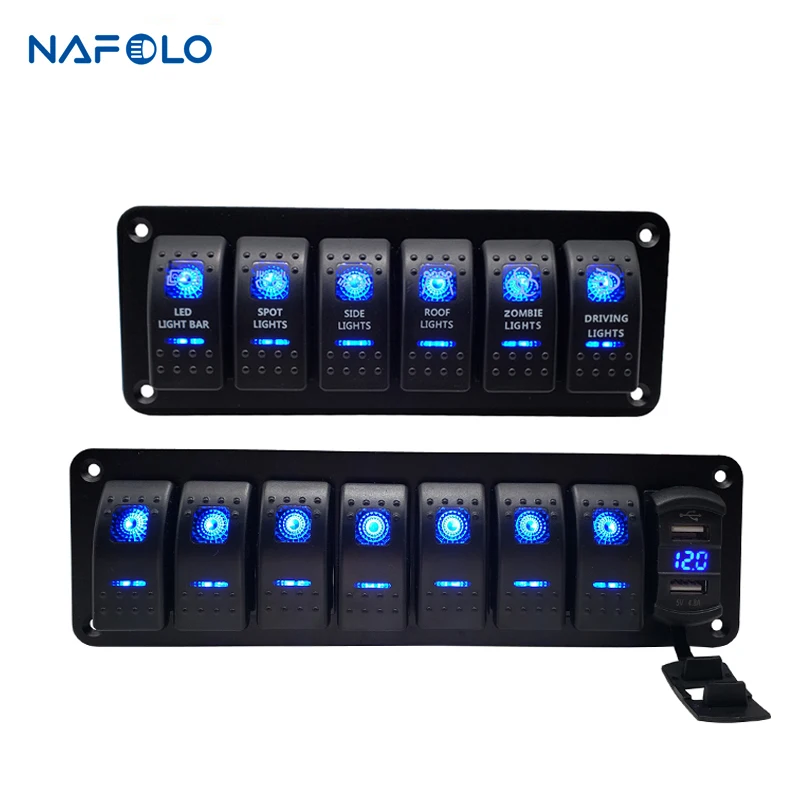 

2023 12V LED Rocker Switch Panel for Marine Boat Truck Caravan Car Socket Circuit Breaker Toggle Switch Panel