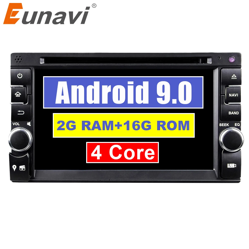 Автомагнитола Eunavi 2 Din Android 9 0 четырехъядерный процессор dvd мультимедийный плеер