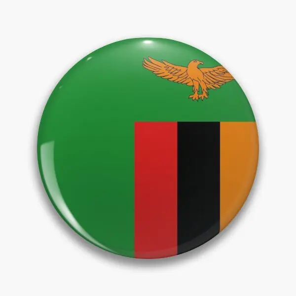 Zambia Flag  Soft Button Pin Funny Women Jewelry Lover Decor Brooch Gift Clothes Cartoon Creative Badge Collar Fashion Cute Hat