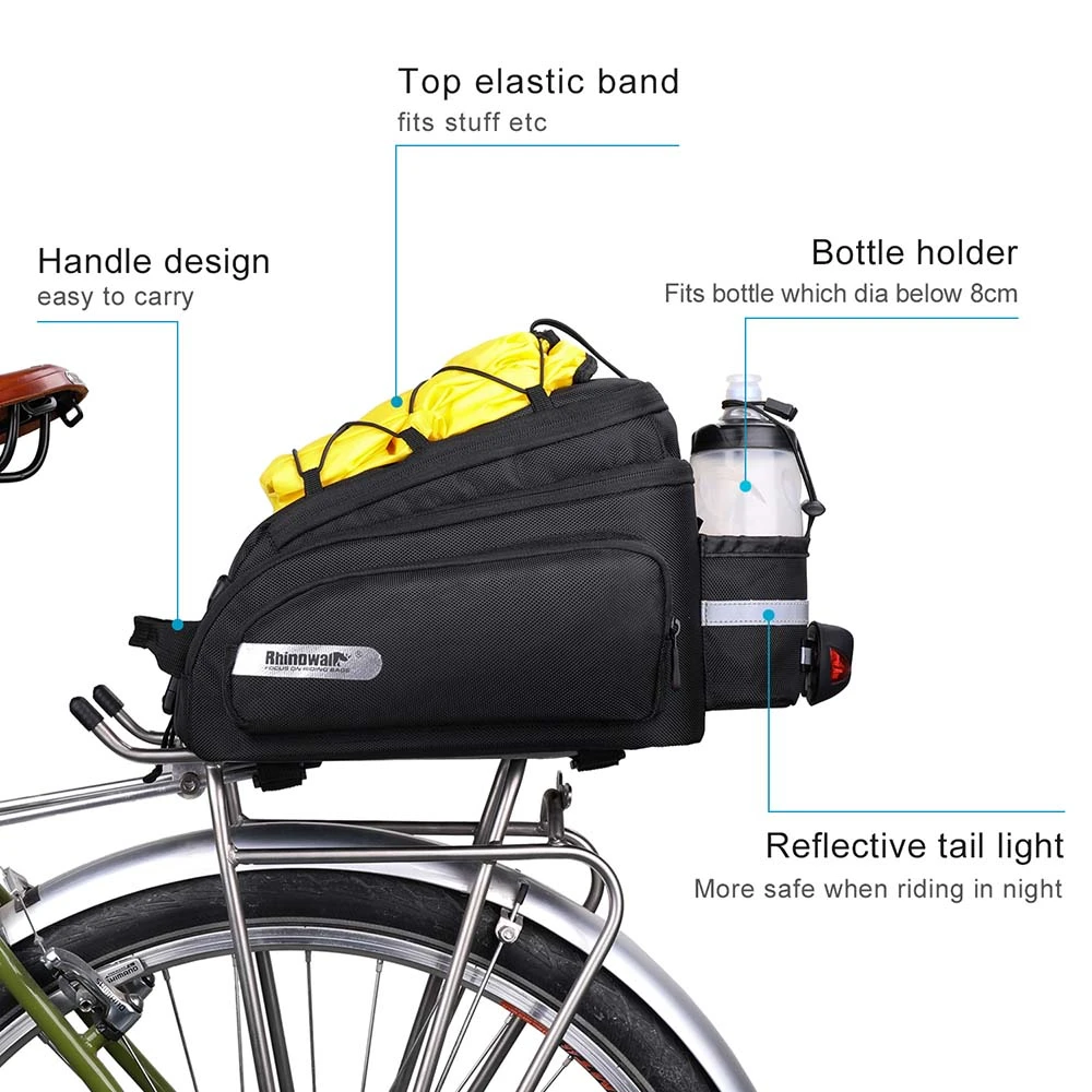 

Rhinowalk Bicycle Bags Large Capacity Waterproof Cycling Bag MTB Bike Saddle Rack Trunk Bag Luggage Carrier Scalable Bike Bag