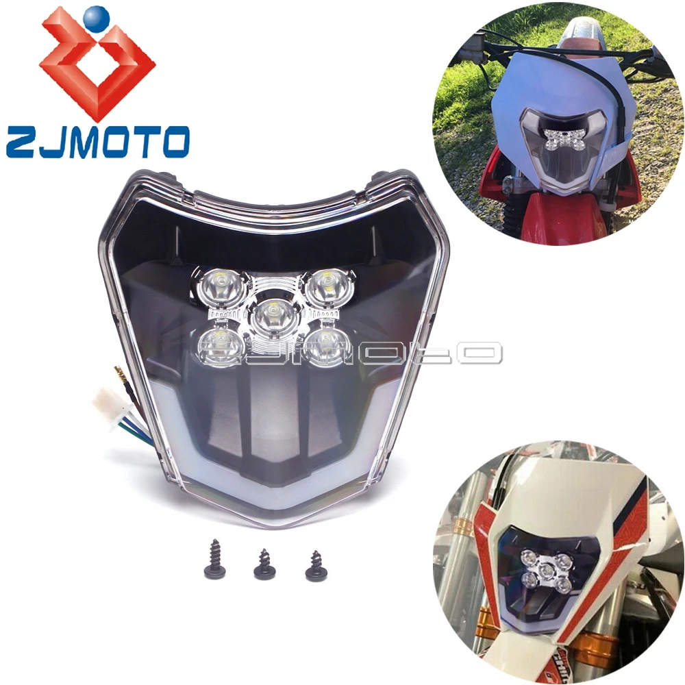 

For EXC XCF SX-F fc fe te tc 125 250 300 350 450 690 Enduro Dirt Bike Headlamp Head Light LED High Low Beam Headlight Supermoto